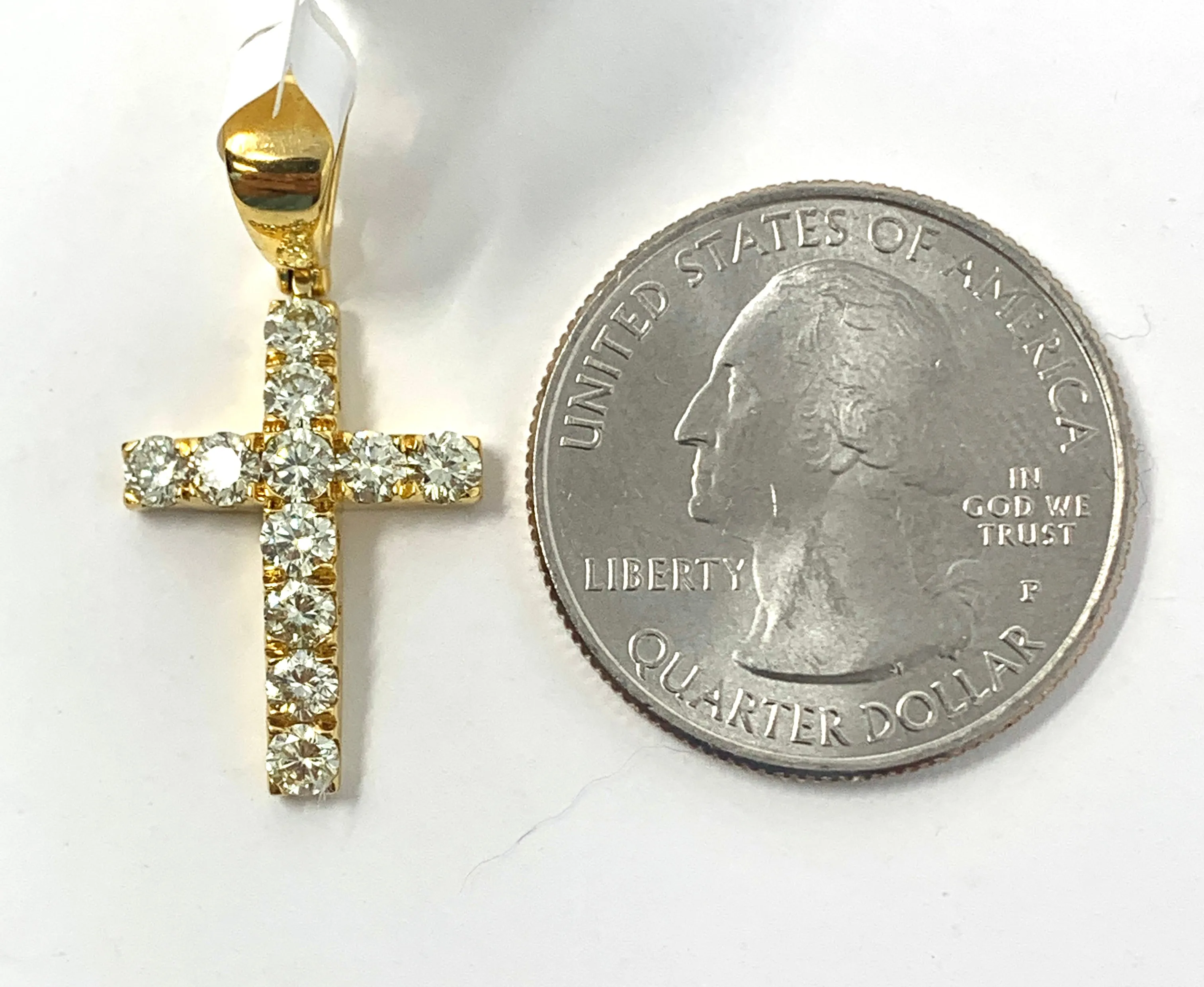 10K 1.04CT Yellow Gold Cross Pendant Charm