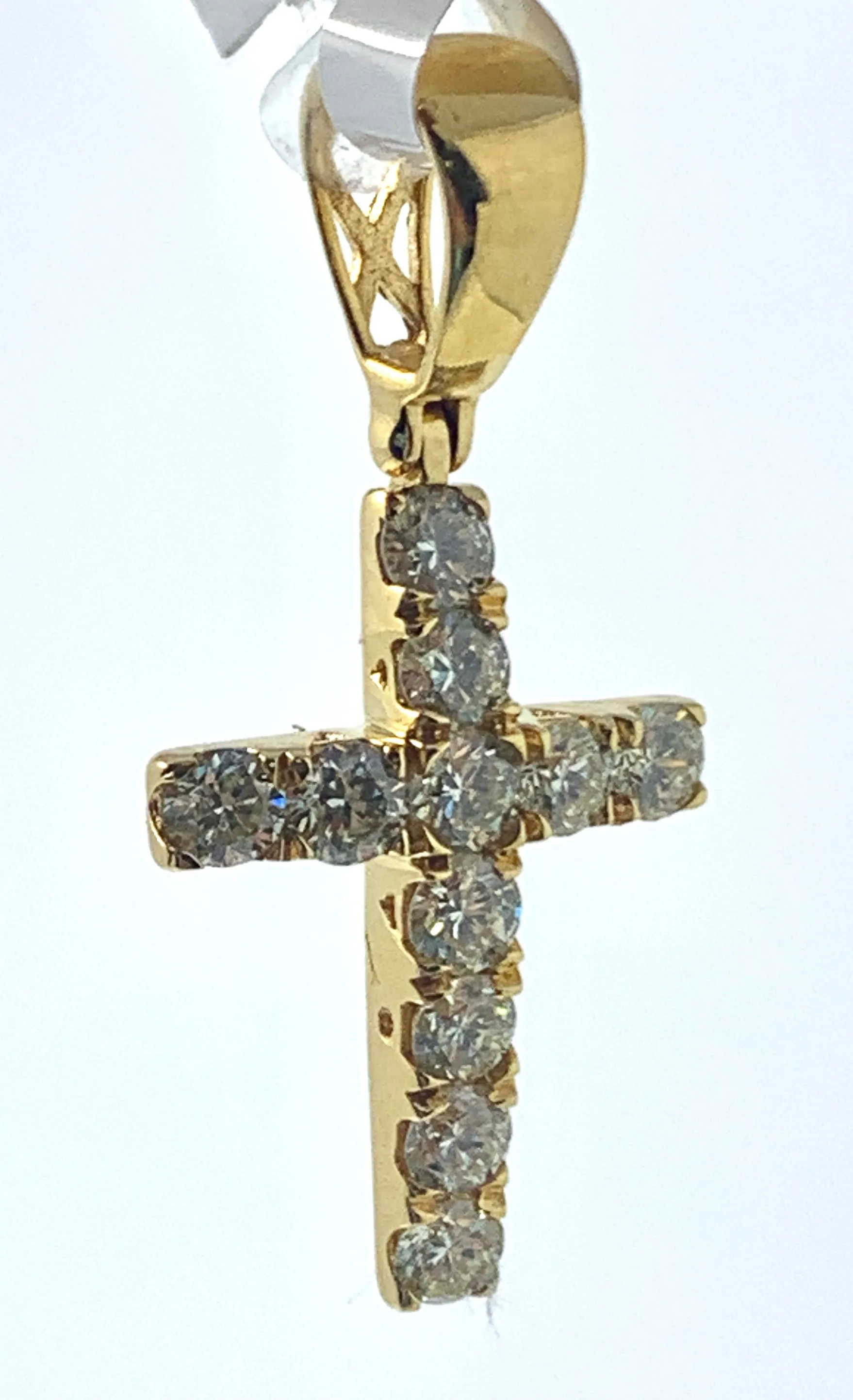 10K 1.04CT Yellow Gold Cross Pendant Charm