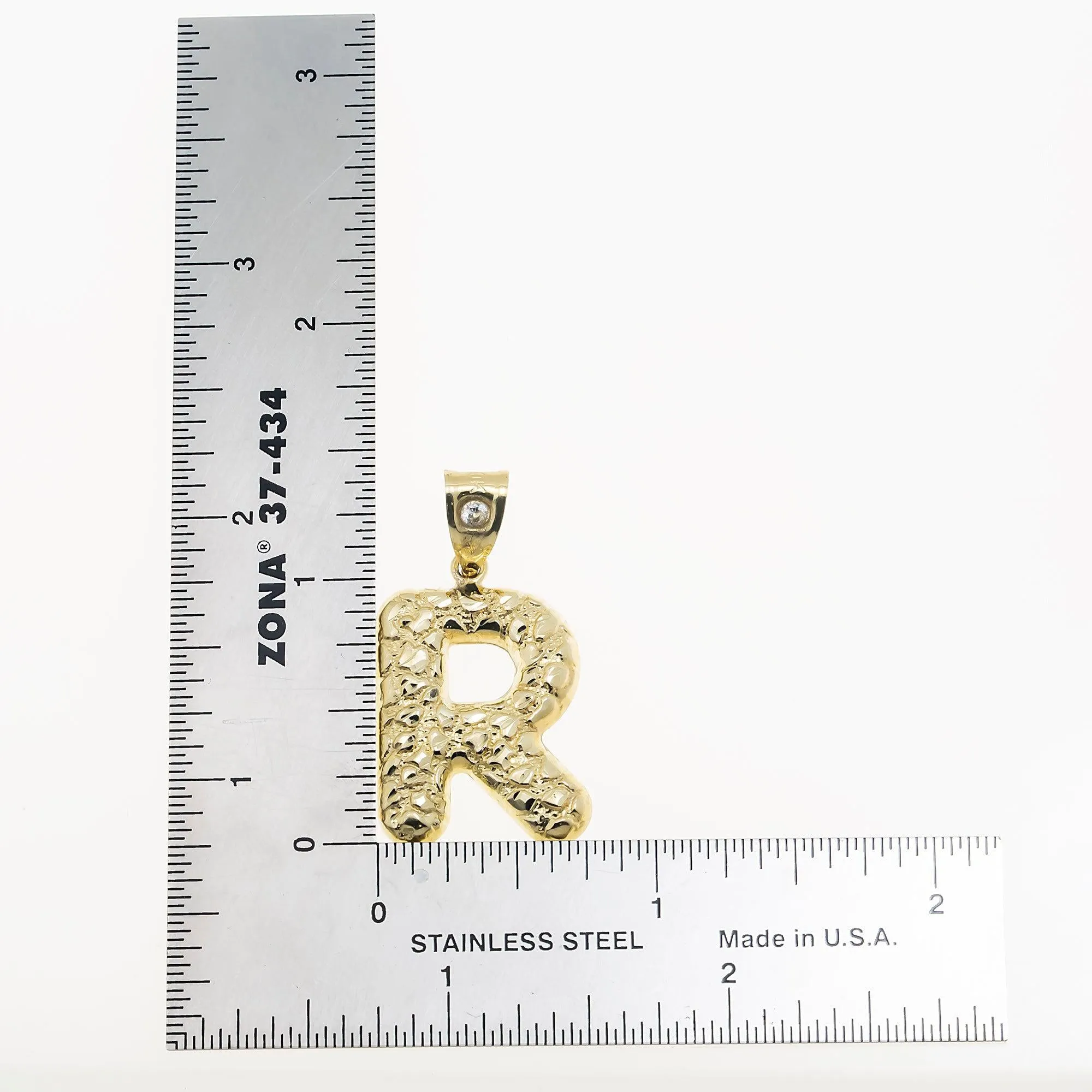 10K GOLD NUGGET INITIAL R PENDANT 2.3G