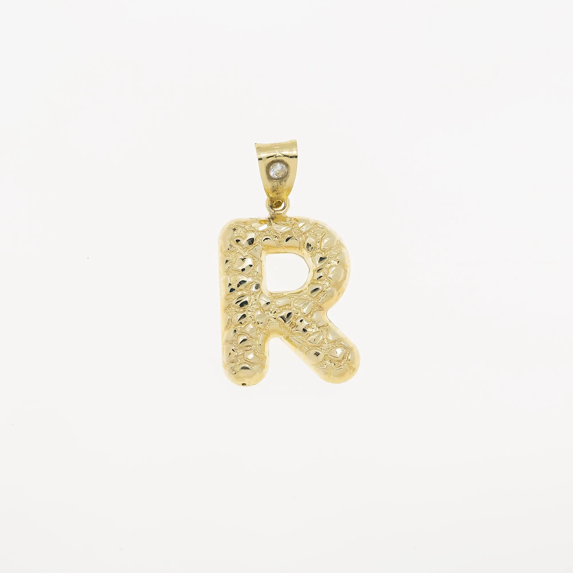 10K GOLD NUGGET INITIAL R PENDANT 2.3G