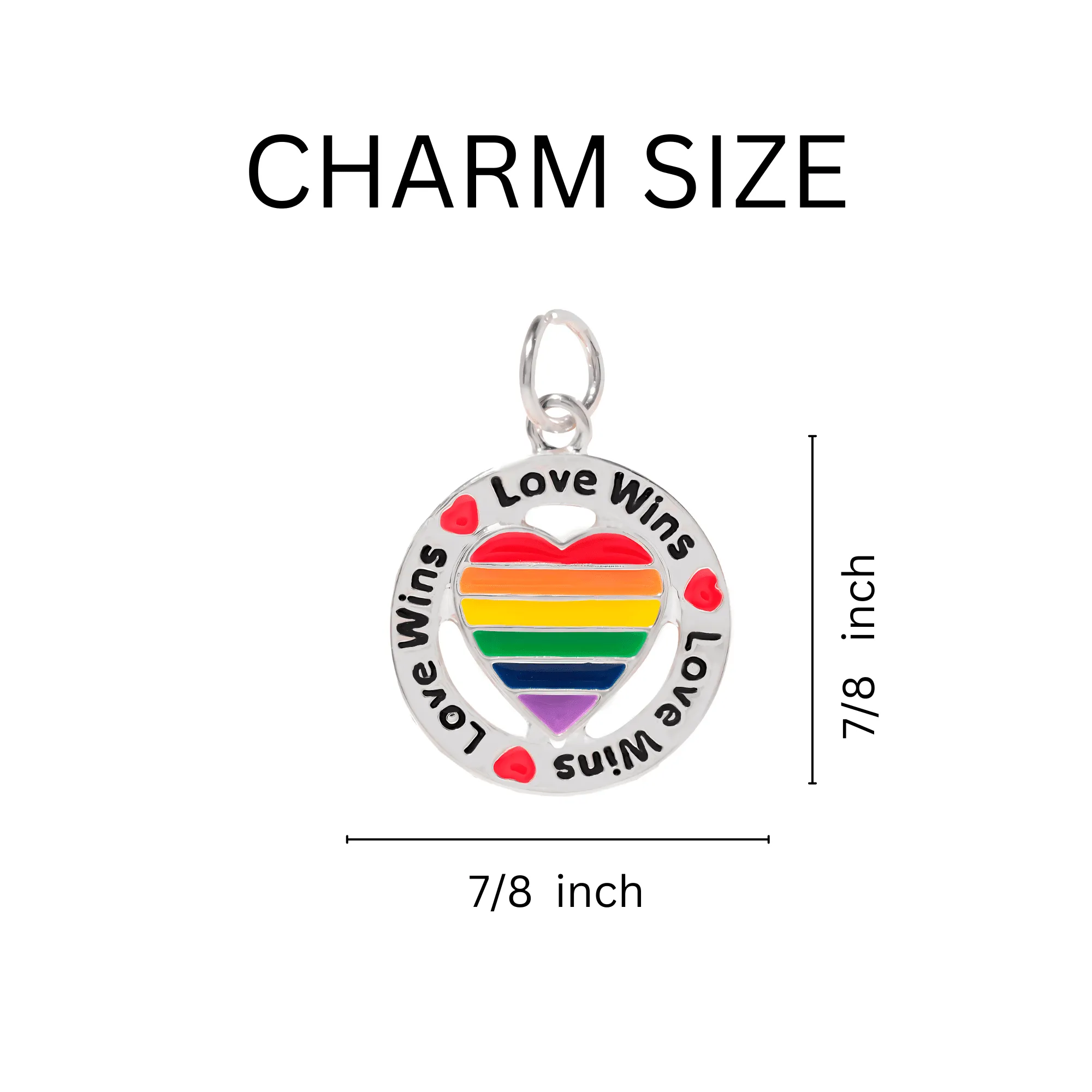 12 Round Rainbow Love Wins Charm Necklaces