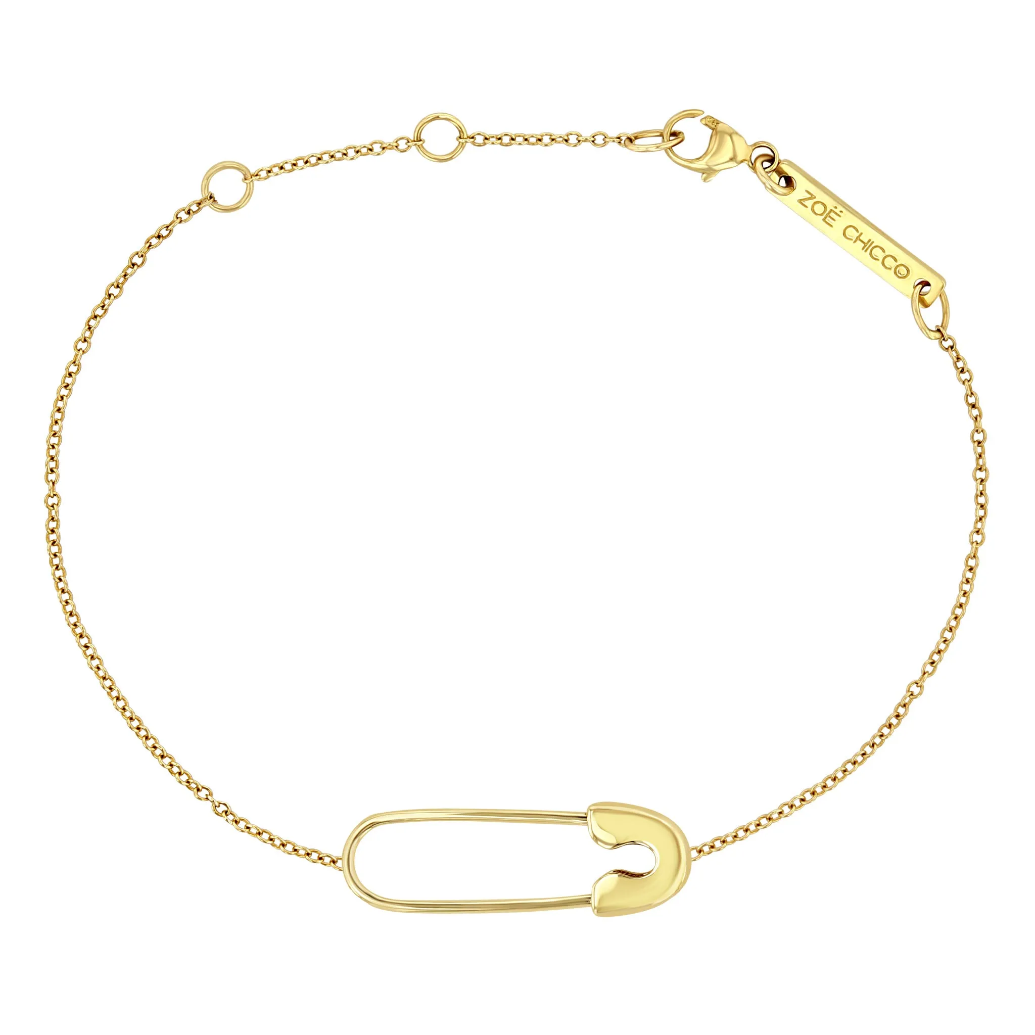 14k Gold Safety Pin Bracelet