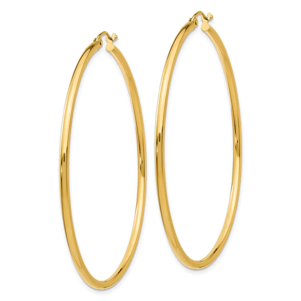 14KT Yellow Gold 55X2MM Hoop Earrings