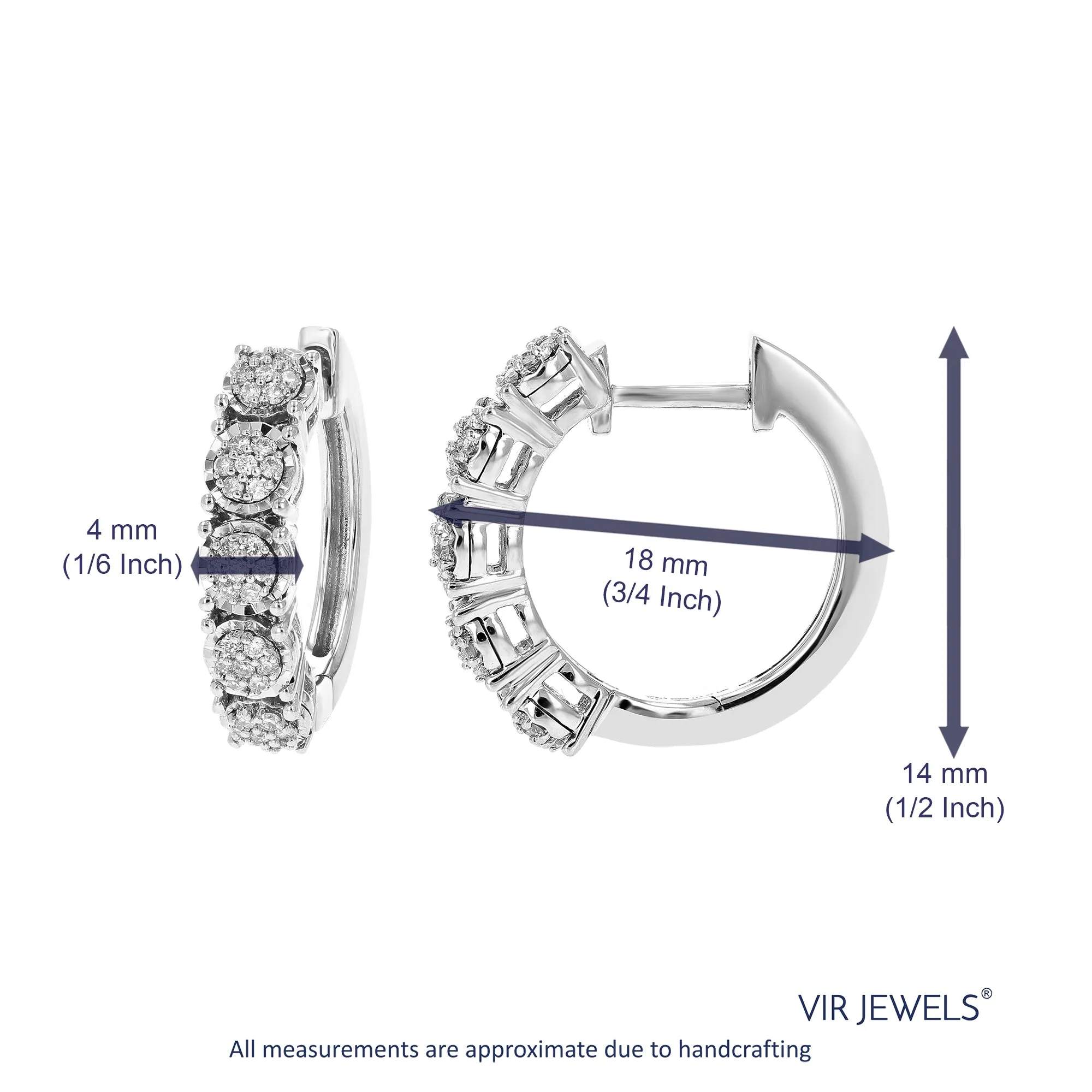 1/5 cttw Hoop Earrings Lab Grown Diamond Earrings Round Cut Prong Set in .925 Sterling Silver
