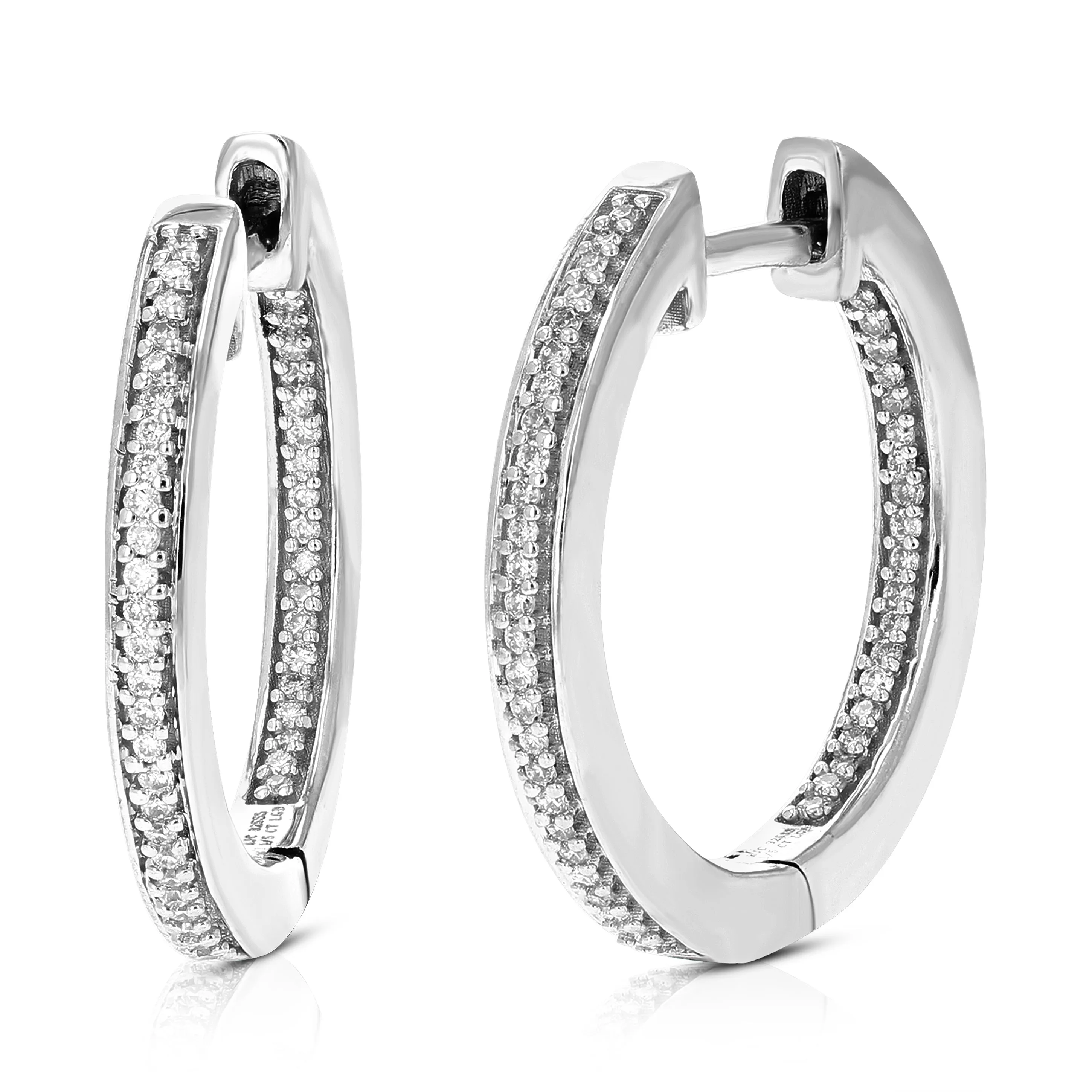 1/5 cttw Lab Grown Diamond Eternity Hoop Earrings in Sterling Silver