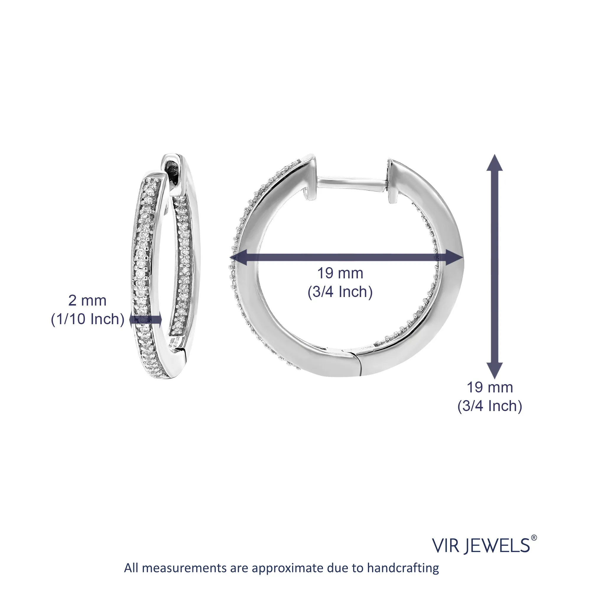 1/5 cttw Lab Grown Diamond Eternity Hoop Earrings in Sterling Silver
