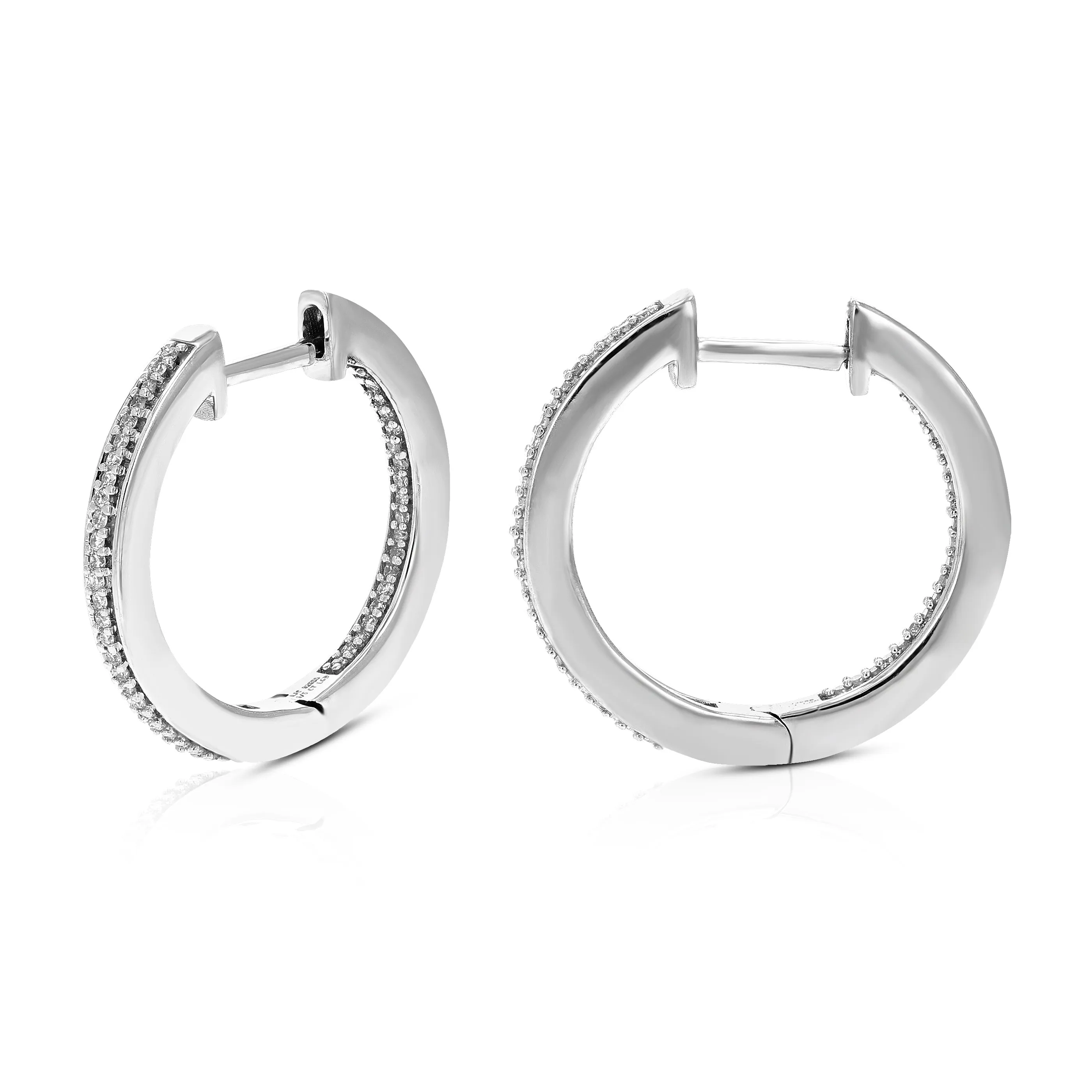 1/5 cttw Lab Grown Diamond Eternity Hoop Earrings in Sterling Silver