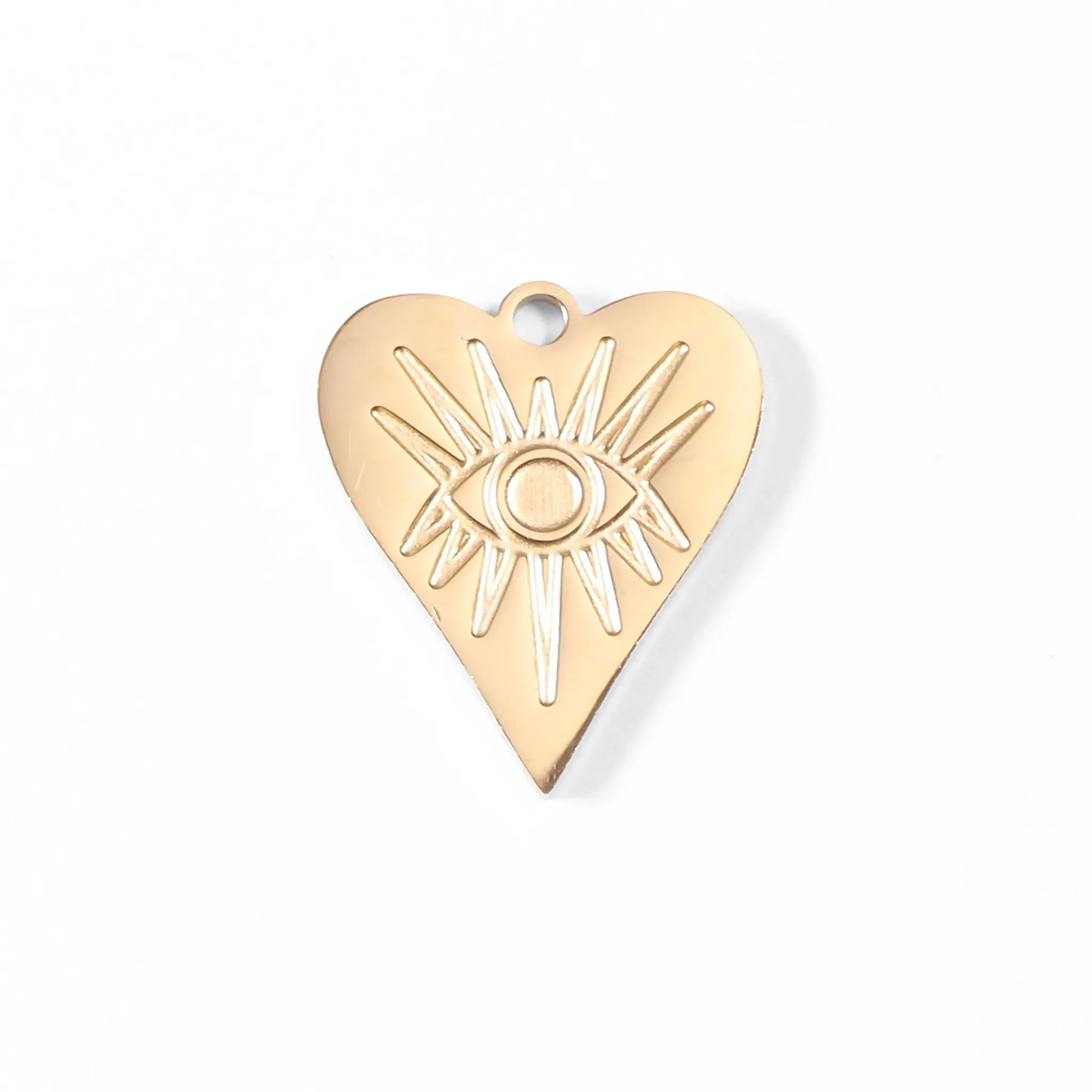 18K Gold PVD Stainless Steel Evil Eye Heart Charm / PDL0006