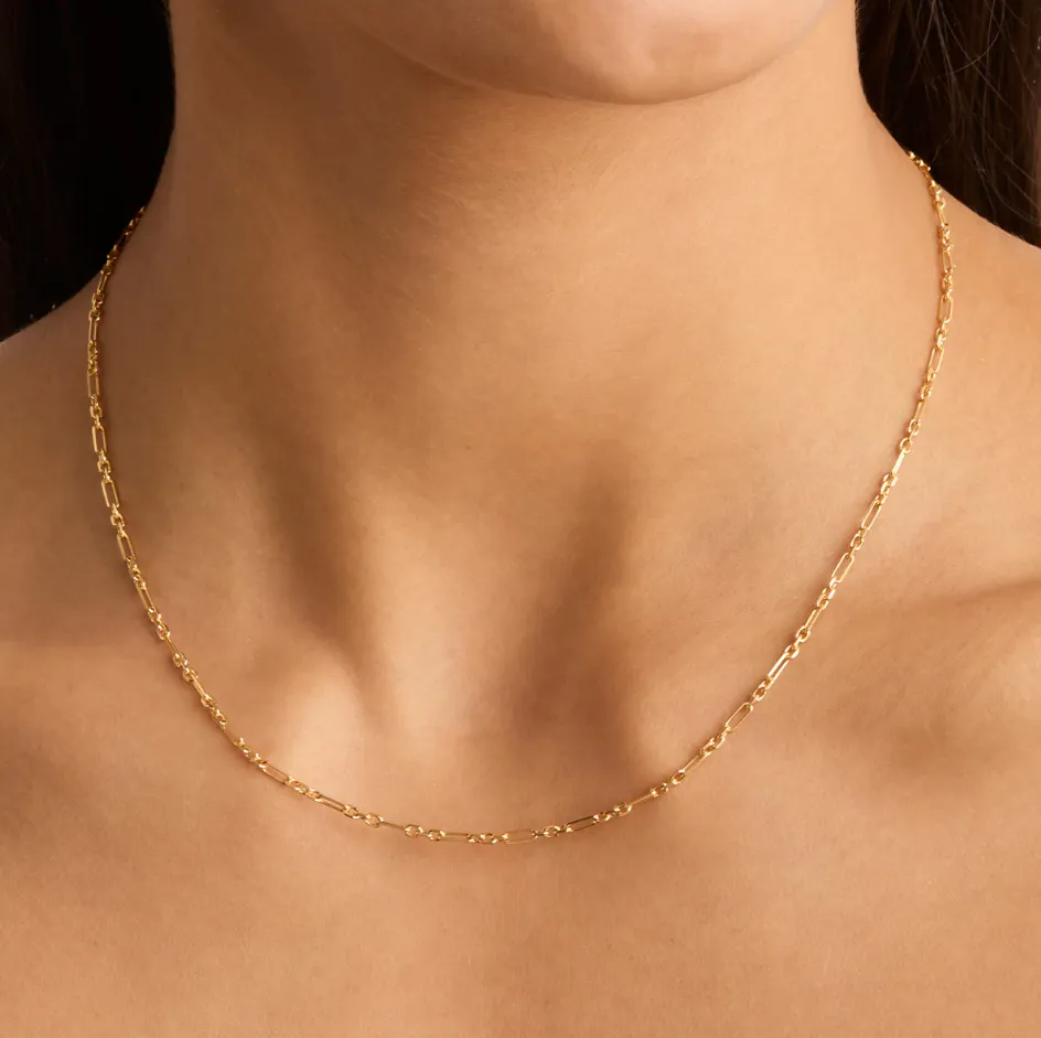 19" Mixed Link Chain Necklace Gold