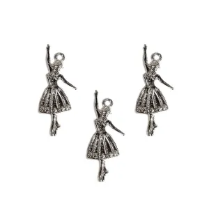 20 Pcs Pack/ Dancing Doll Rhodium Plated Zinc Alloy Meterial Jewelry Making Charms