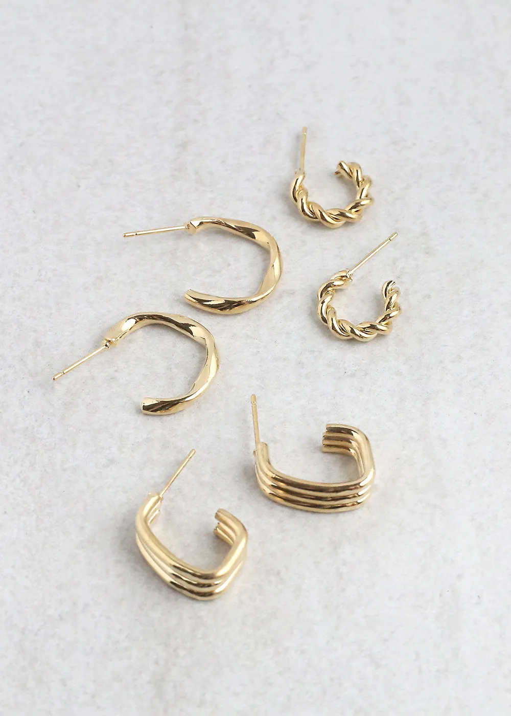 3-Pair Small Hoop Earrings