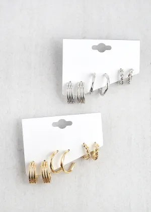 3-Pair Small Hoop Earrings