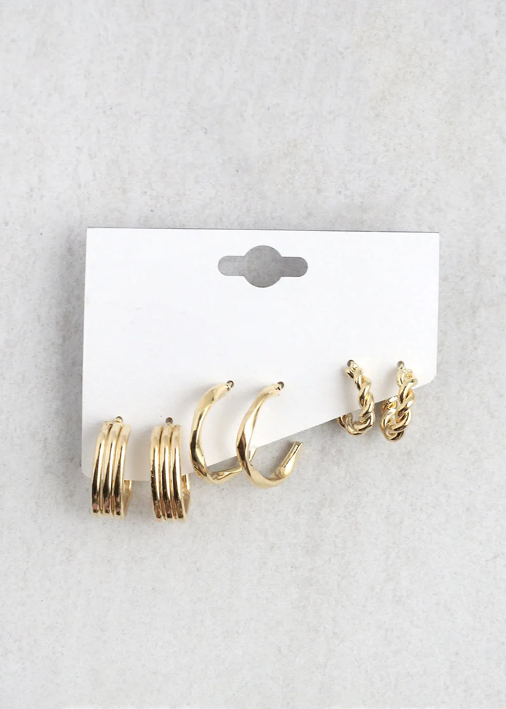 3-Pair Small Hoop Earrings