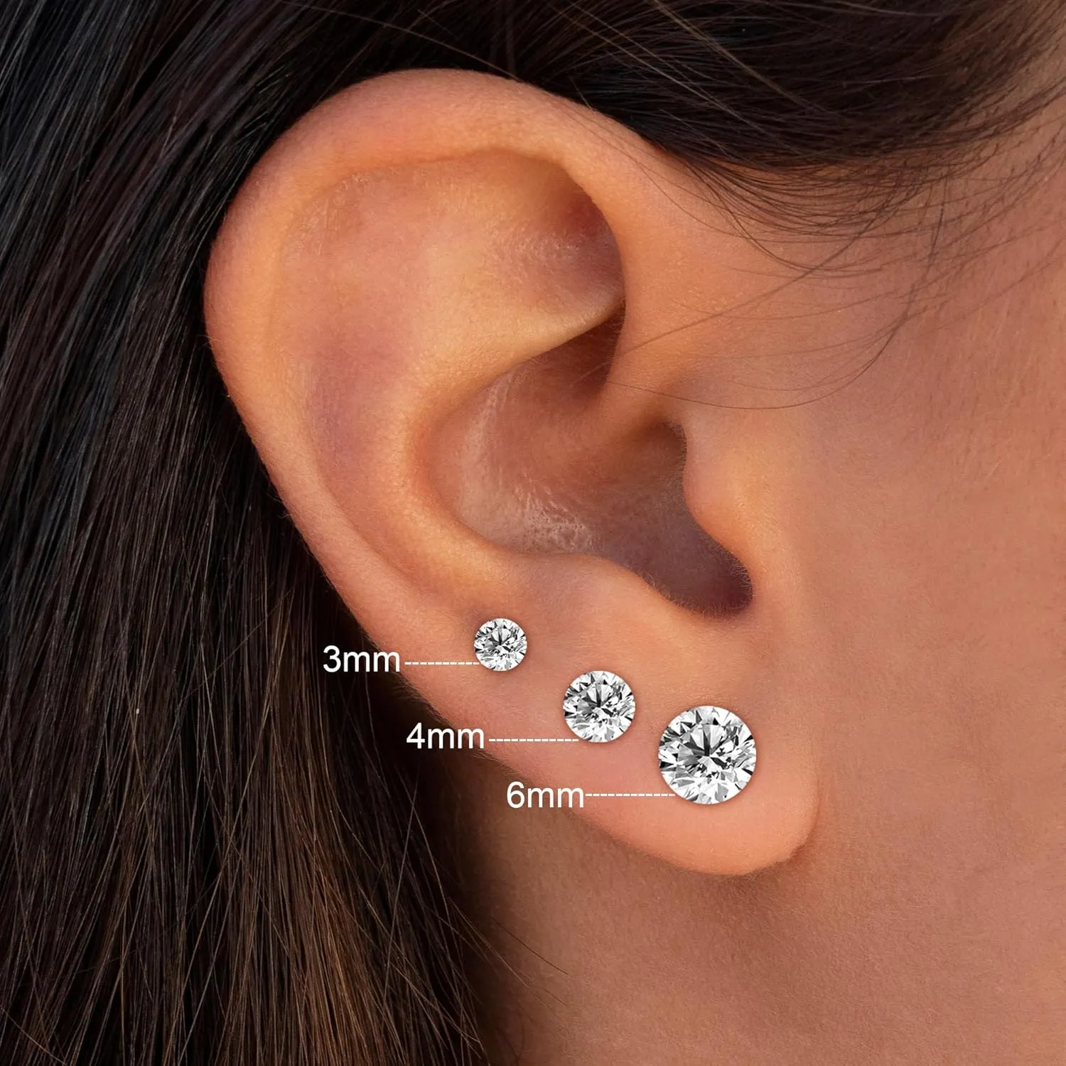 30 Pairs CZ Plastic Post Earrings for Girls - Hypoallergenic Stud Earrings for Sensitive Ears