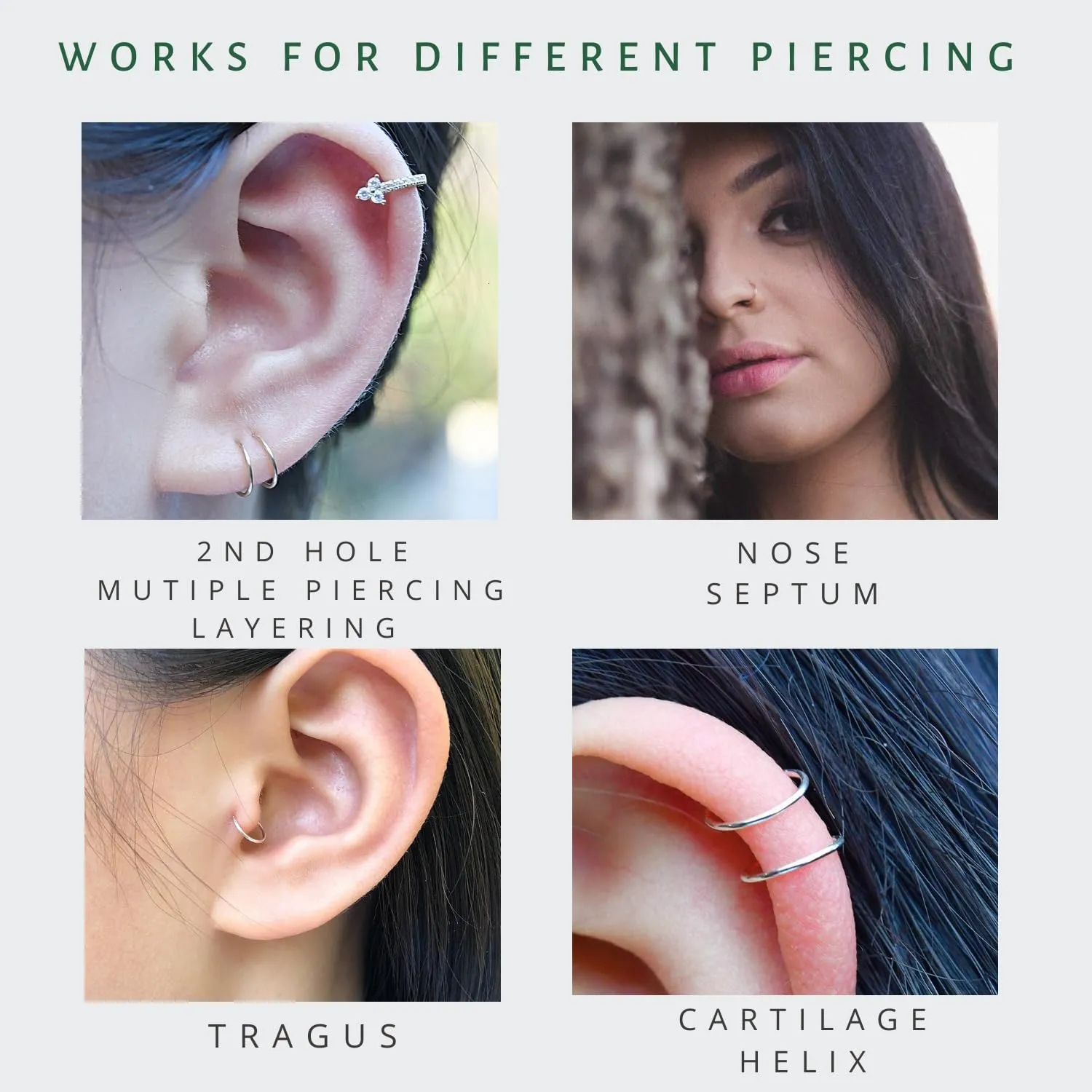 4mm Super Tiny Cartilage Hoop, Helix Hoop Earring, Tragus Piercing Jewelry Sterling Silver 20g 4mm -12mm