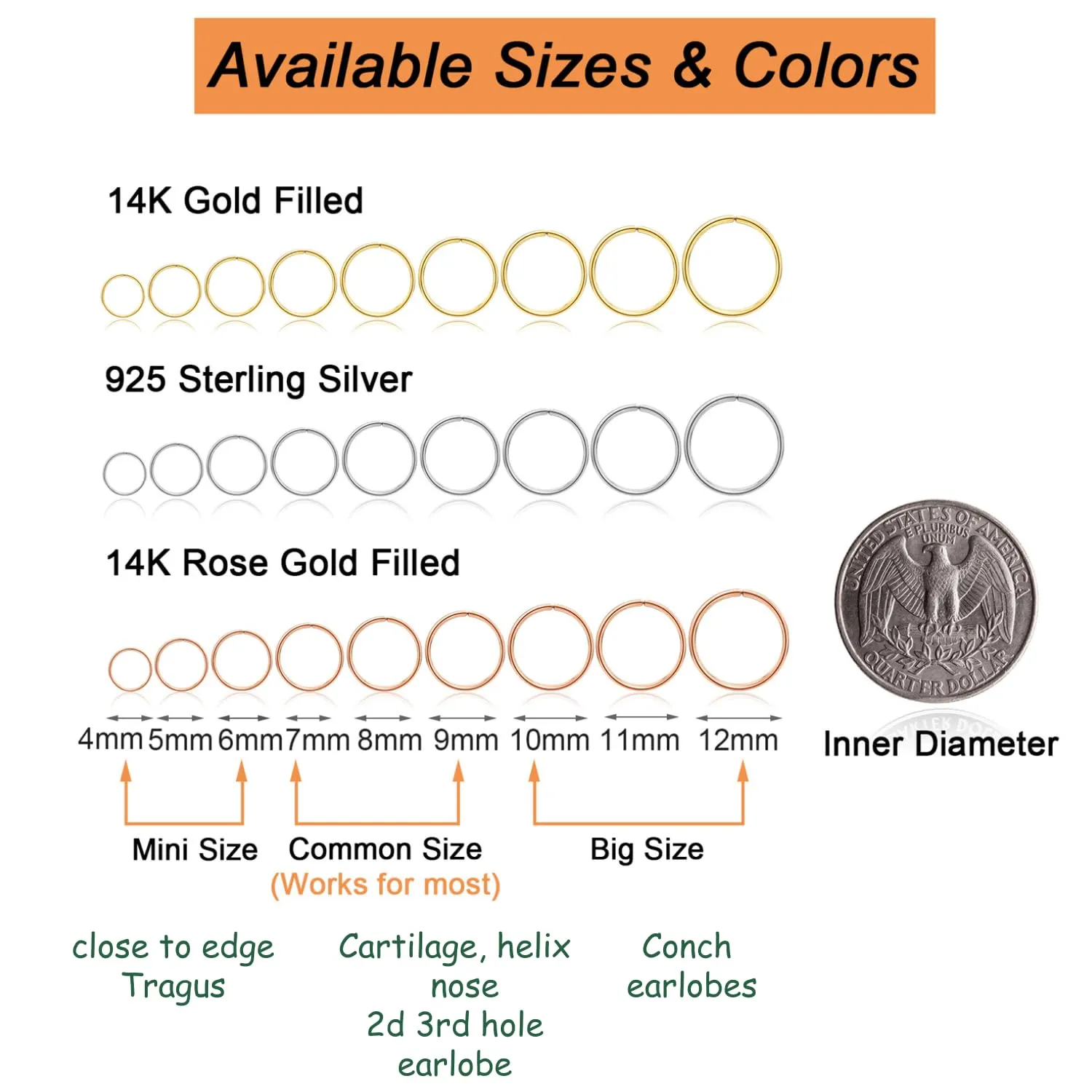 4mm Super Tiny Cartilage Hoop, Helix Hoop Earring, Tragus Piercing Jewelry Sterling Silver 20g 4mm -12mm