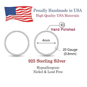 4mm Super Tiny Cartilage Hoop, Helix Hoop Earring, Tragus Piercing Jewelry Sterling Silver 20g 4mm -12mm