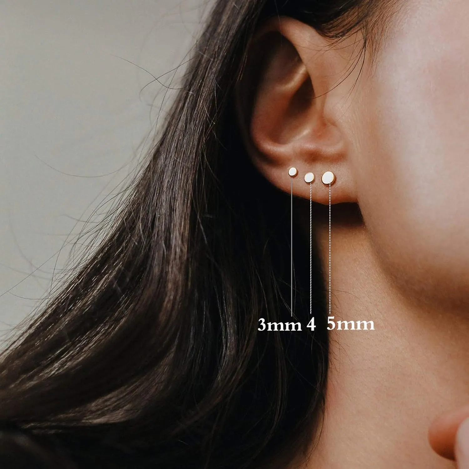 925 Sterling Silver Dot Stud Earrings | Small Simple Round Disc Stud Earrings | Tiny Flat Circle Hypoallergenic Cartilage Tragus Piercing Earrings Gifts for Women Men 2mm 3mm 4mm 5mm