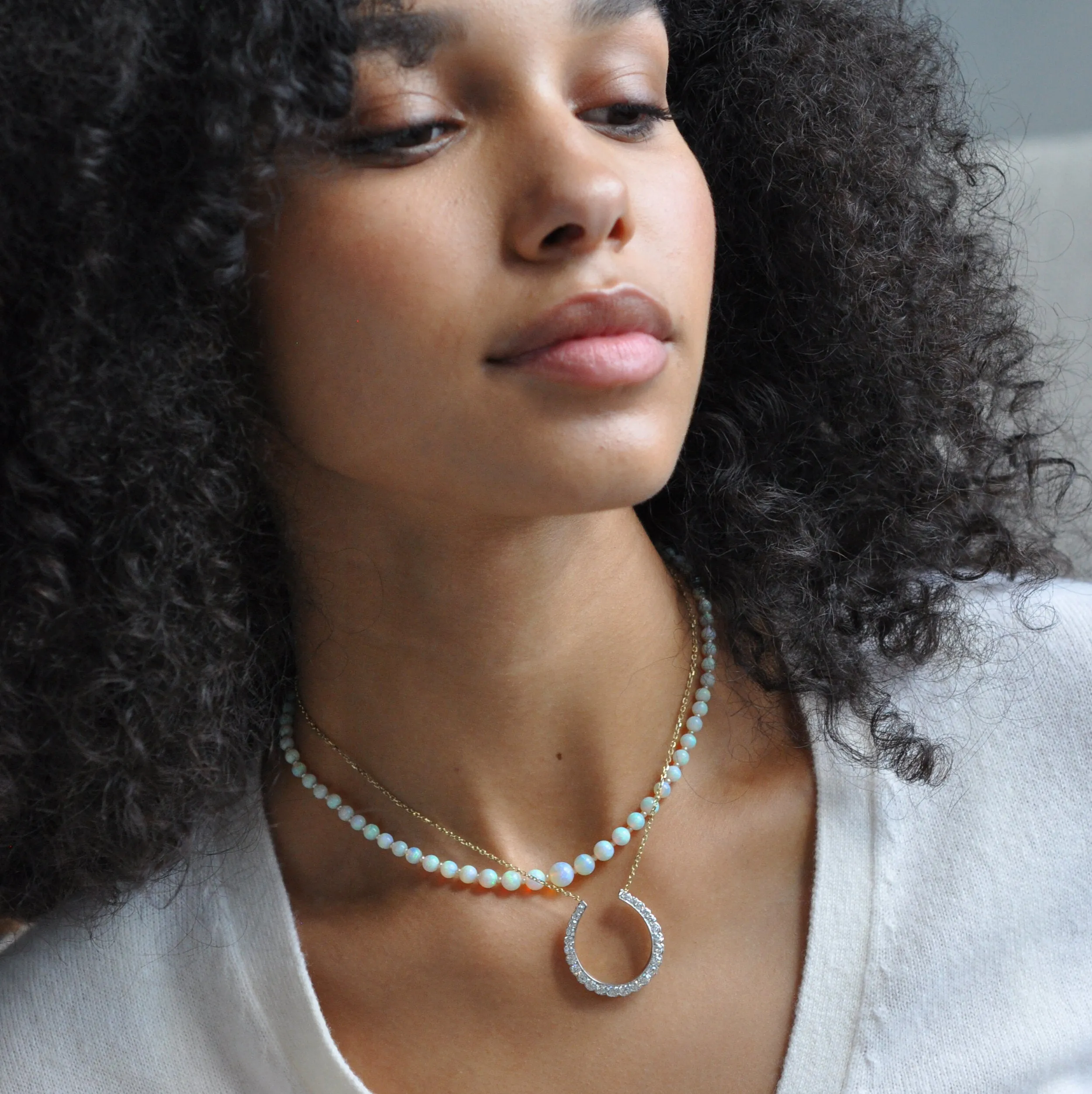 Antique Opal and Pearl Beaded Necklace