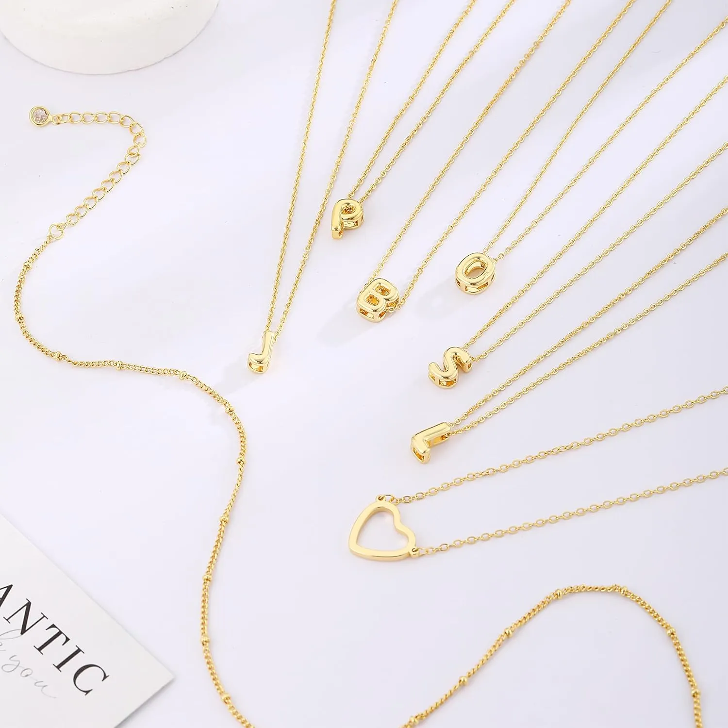 ASCOMY Gold Necklace for Women 14K Gold Plated Initial Necklaces Layered Heart Letter Necklace Layered Heart Pendant Necklace Alphabet A-Z Charm Necklaces Personalized Jewelry Gift for Women
