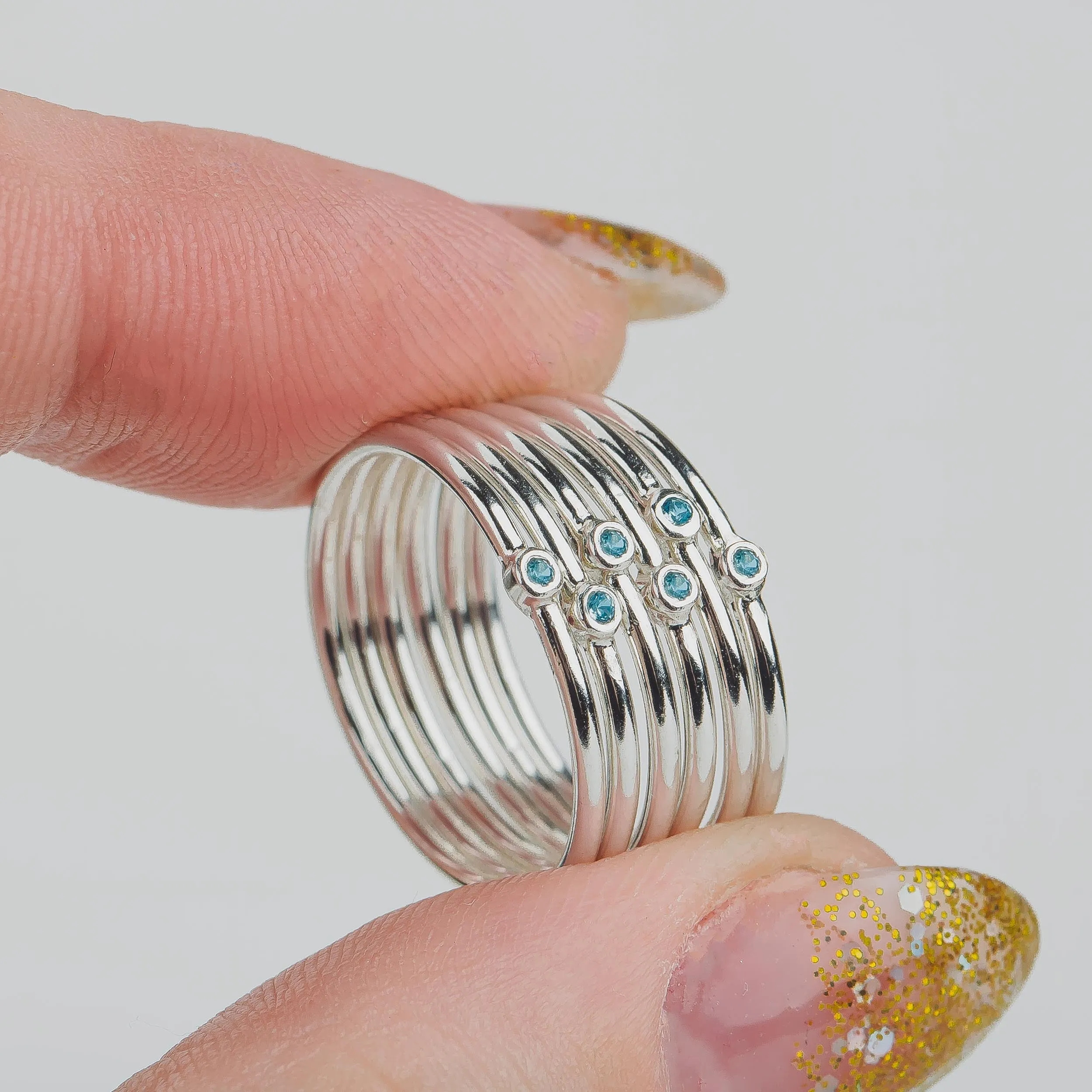 Blue Diamond Stacking Rings