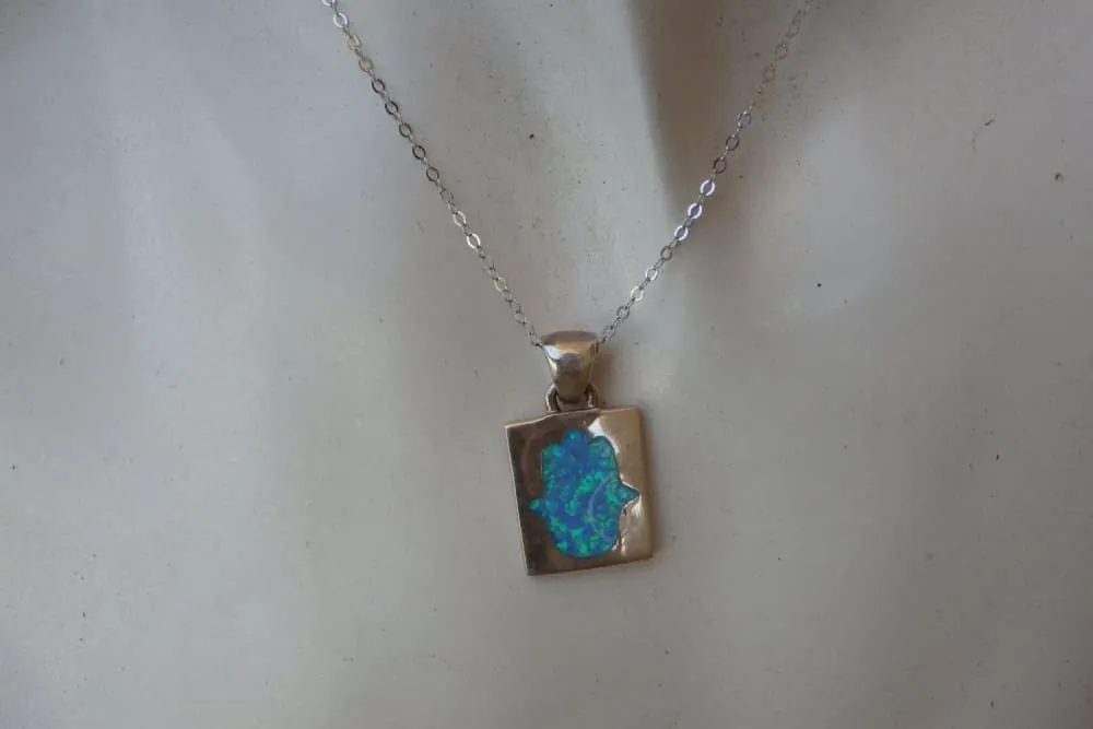 Blue opal silver 925 necklace