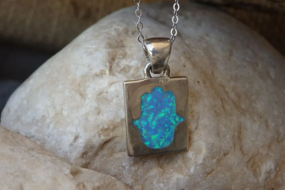 Blue opal silver 925 necklace
