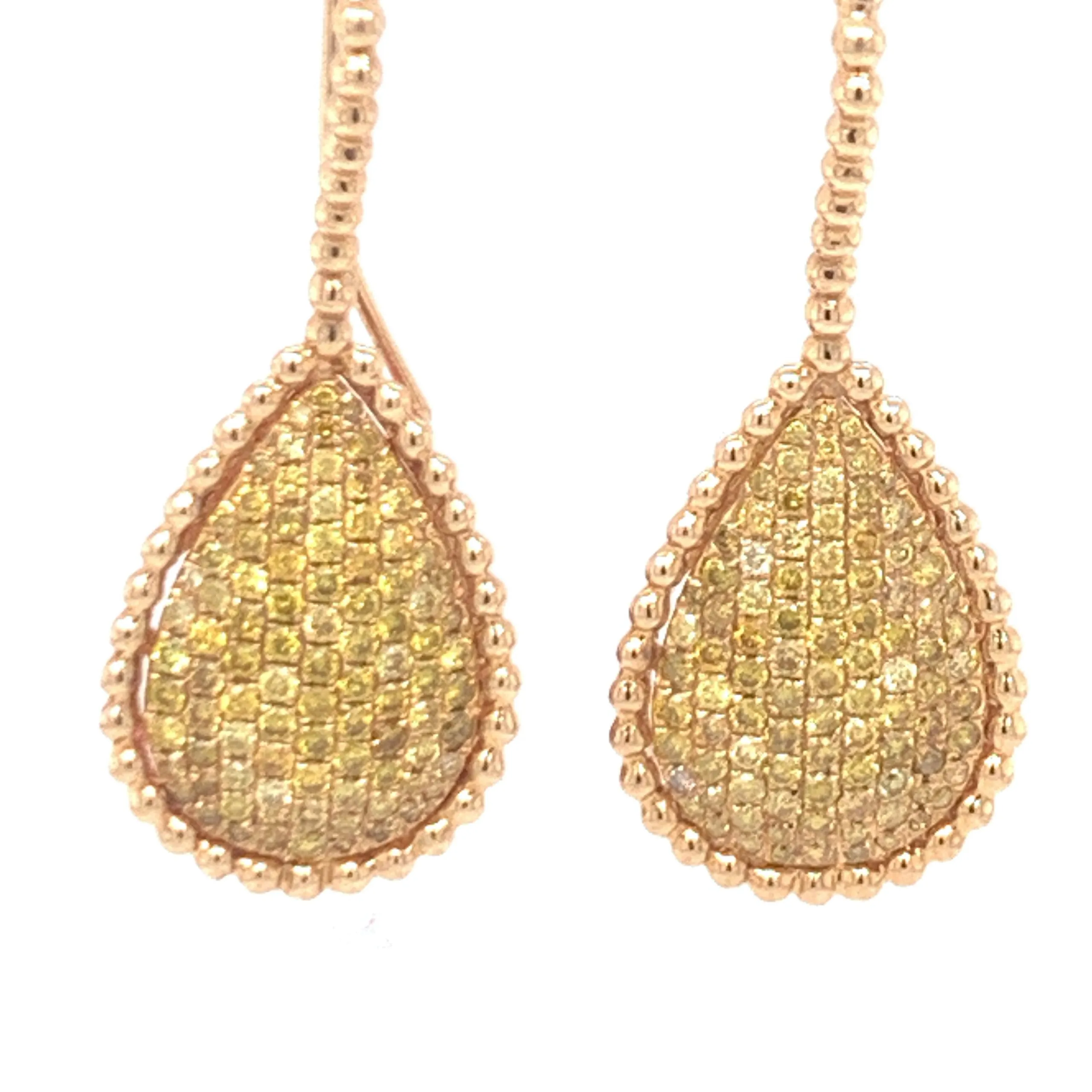 Canary Diamond Teardrop Dangle Earrings