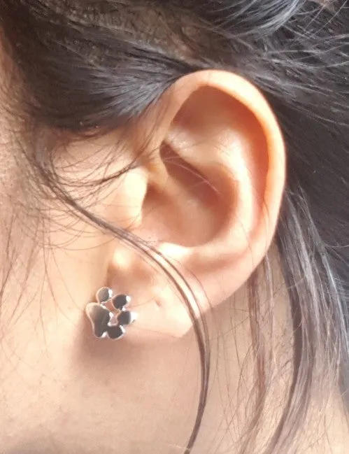 Cat and Dog Paw Stud Earrings