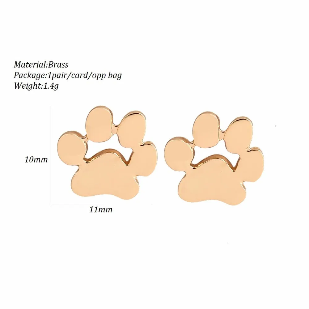 Cat and Dog Paw Stud Earrings