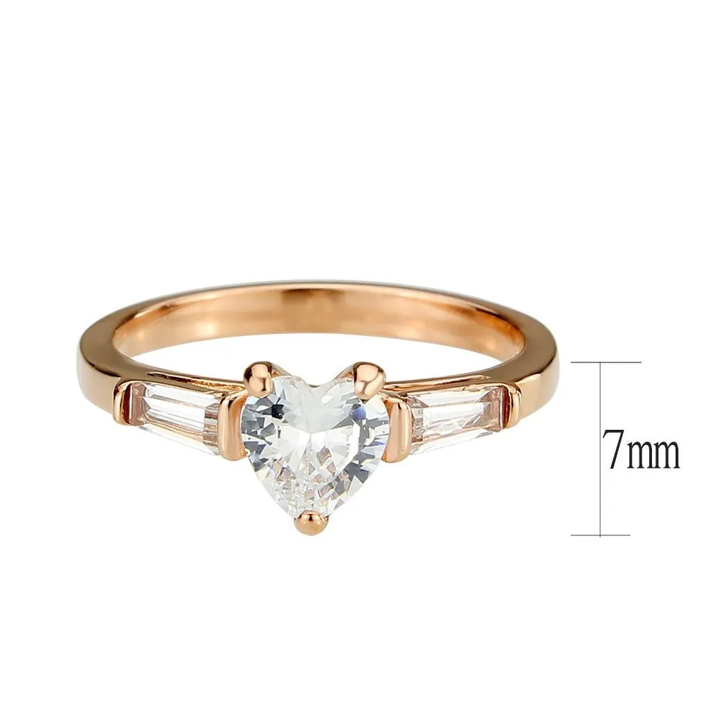 CJ3829 Wholesale Women's Stainless Steel IP Rose Gold Clear AAA Grade CZ Heart Ring