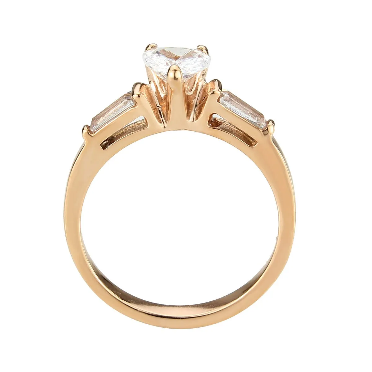 CJ3829 Wholesale Women's Stainless Steel IP Rose Gold Clear AAA Grade CZ Heart Ring