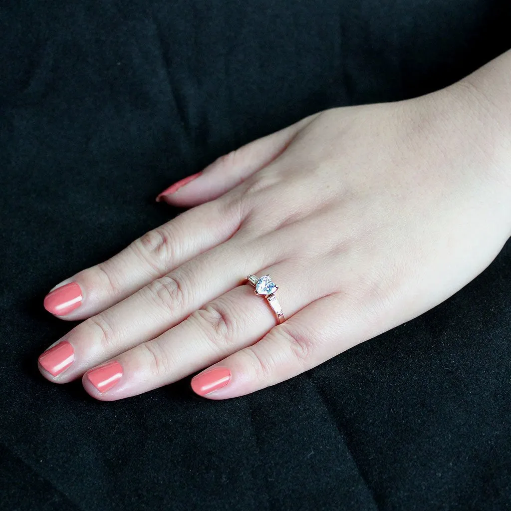CJ3829 Wholesale Women's Stainless Steel IP Rose Gold Clear AAA Grade CZ Heart Ring