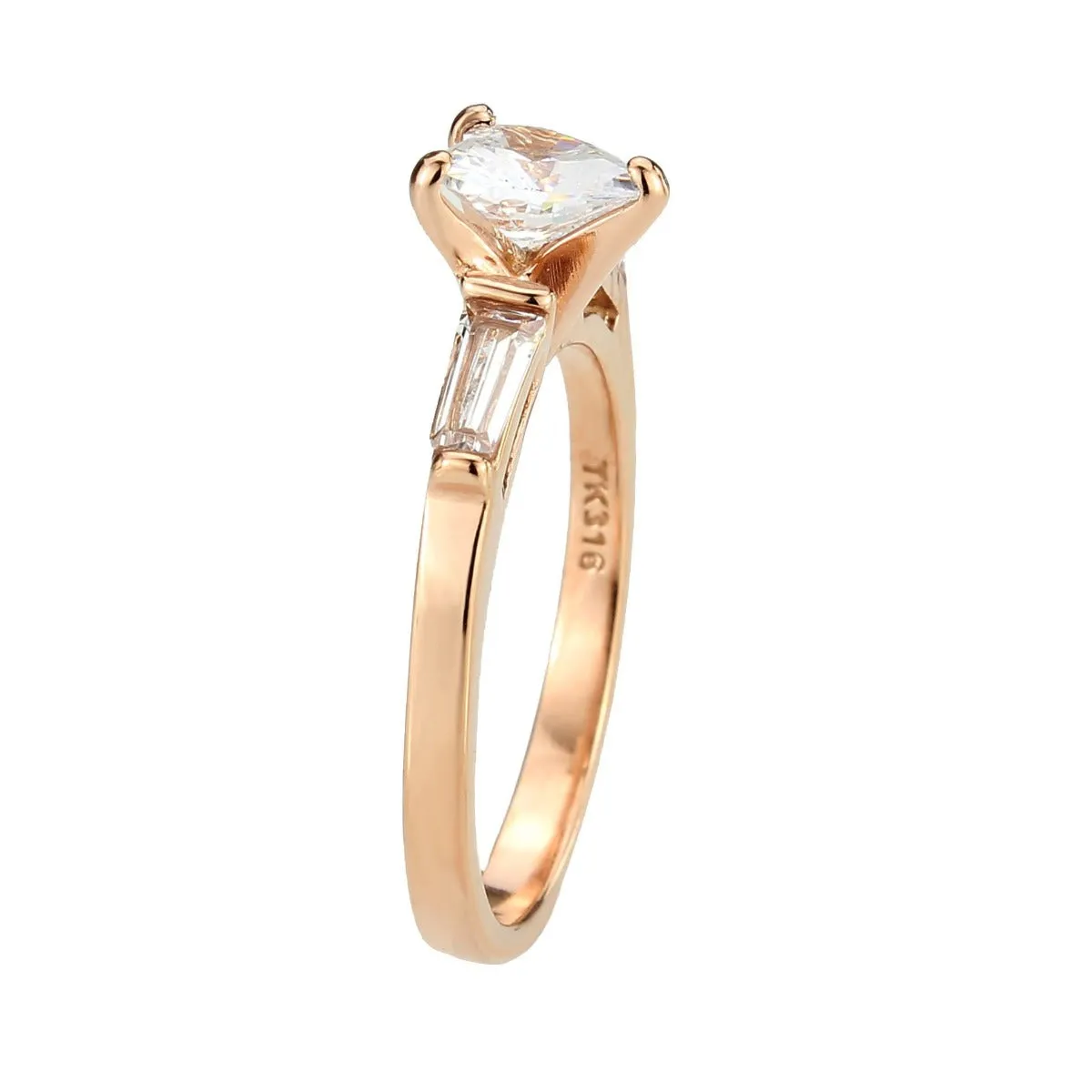CJ3829 Wholesale Women's Stainless Steel IP Rose Gold Clear AAA Grade CZ Heart Ring