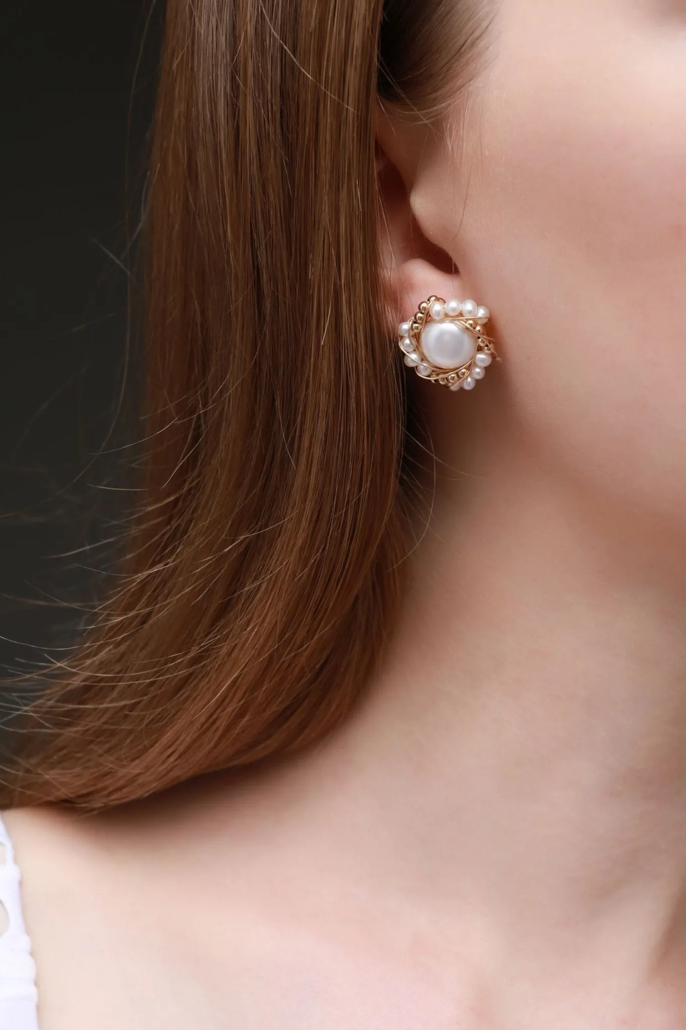Classic Filigree Series Edge Stud Earrings