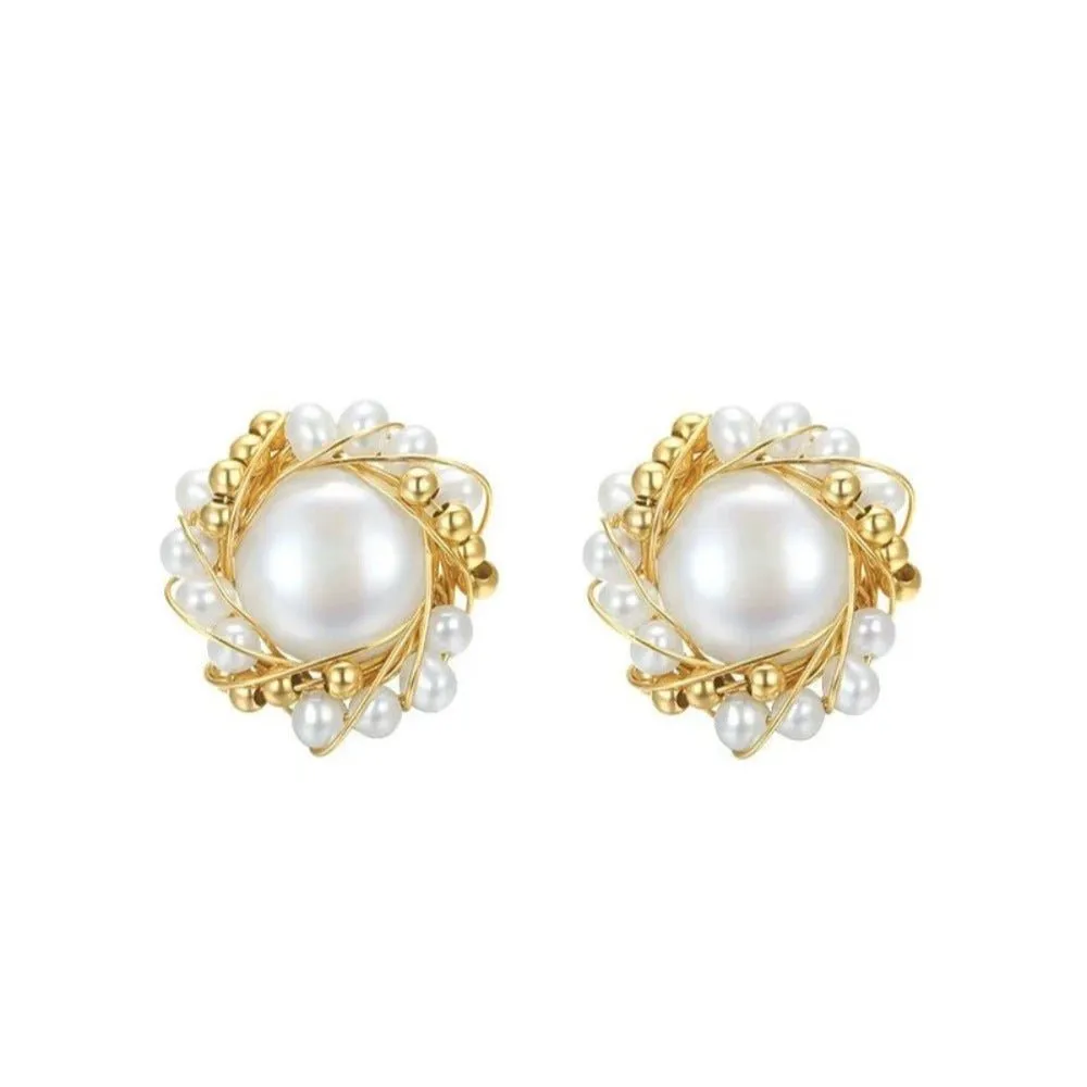 Classic Filigree Series Edge Stud Earrings