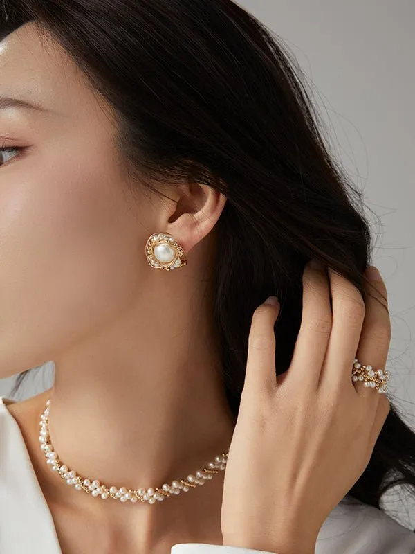 Classic Filigree Series Edge Stud Earrings