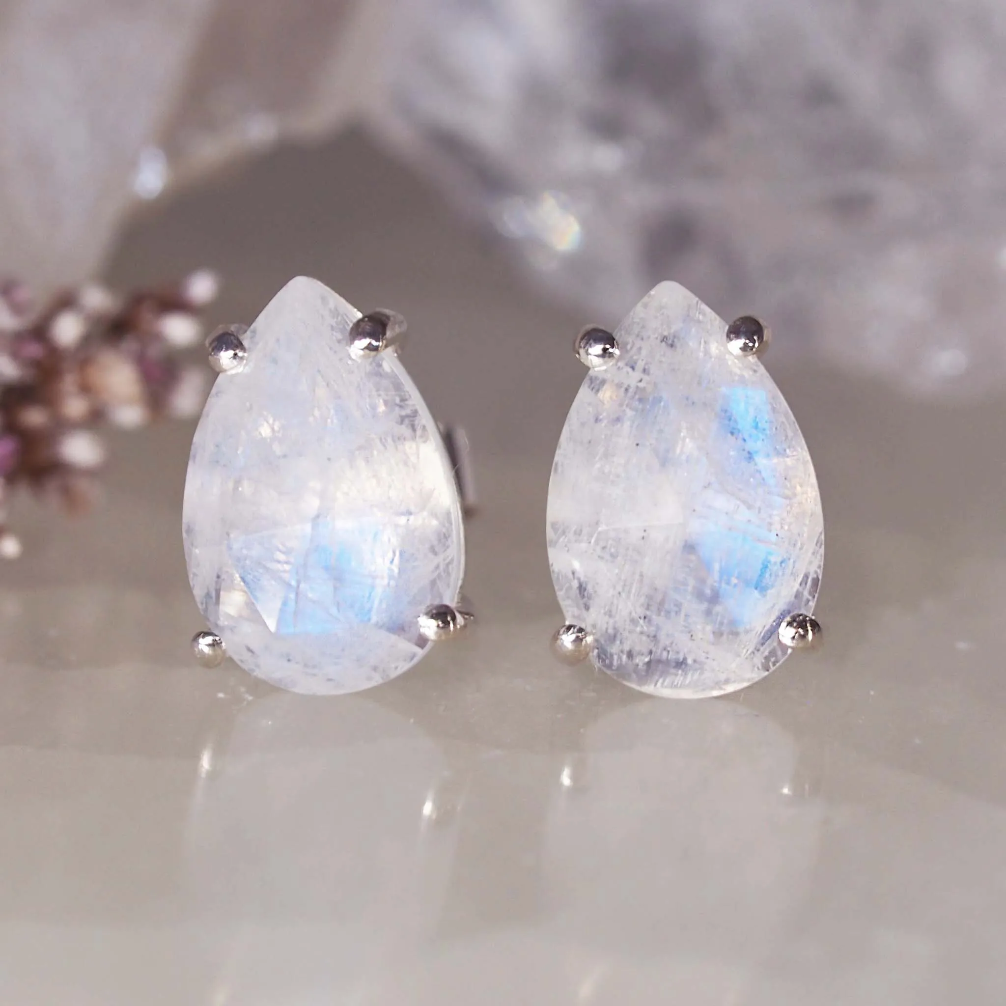 Classic Tear Drop Moonstone Earrings