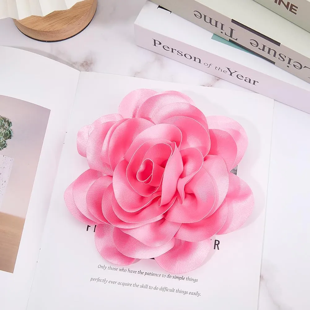 CREATCABIN 20cm Big Flower Brooch Purple Extra Large Camellia Brooch Pins for Clothes Removable Satin Fabric Lapel Pins Brooch for Women Dresses Wedding Party Banquet Suit Accessories Jewelry Gifts