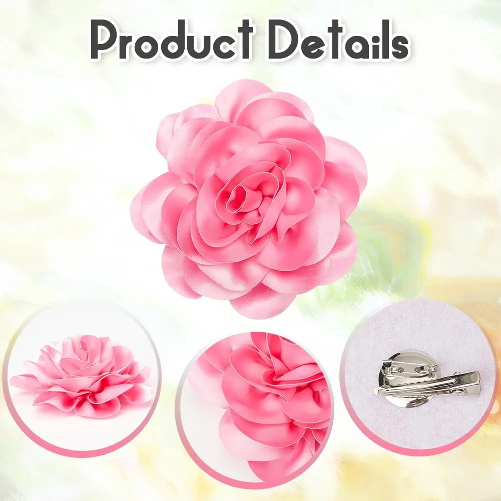 CREATCABIN 20cm Big Flower Brooch Purple Extra Large Camellia Brooch Pins for Clothes Removable Satin Fabric Lapel Pins Brooch for Women Dresses Wedding Party Banquet Suit Accessories Jewelry Gifts