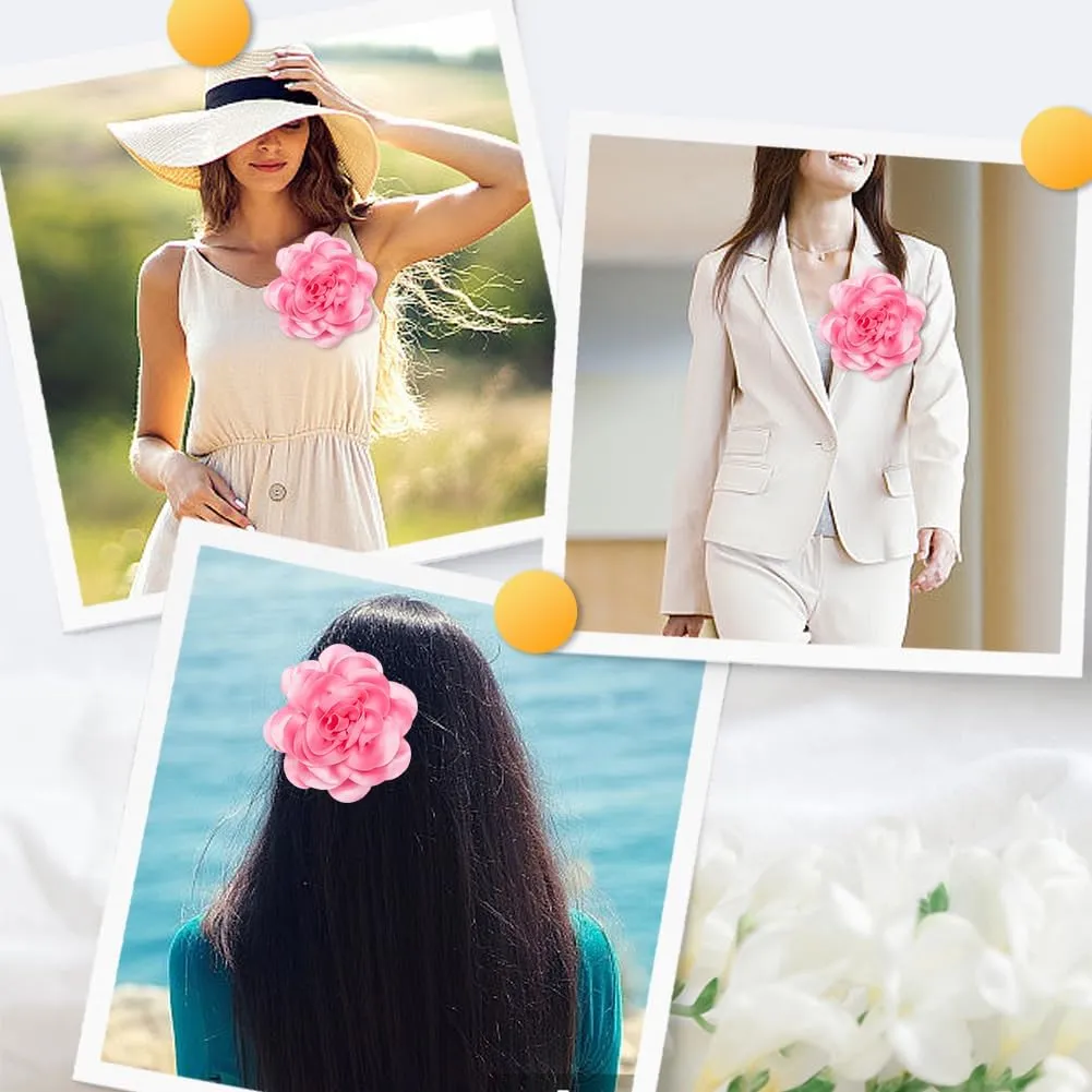 CREATCABIN 20cm Big Flower Brooch Purple Extra Large Camellia Brooch Pins for Clothes Removable Satin Fabric Lapel Pins Brooch for Women Dresses Wedding Party Banquet Suit Accessories Jewelry Gifts