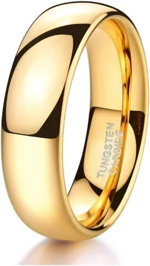 CROWNAL 1mm 2mm 3mm 4mm 5mm 6mm 7mm 8mm Tungsten White/Yellow Gold/Rose Gold Plated Wedding Band Ring Men Women Plain Dome Polished Comfort Fit