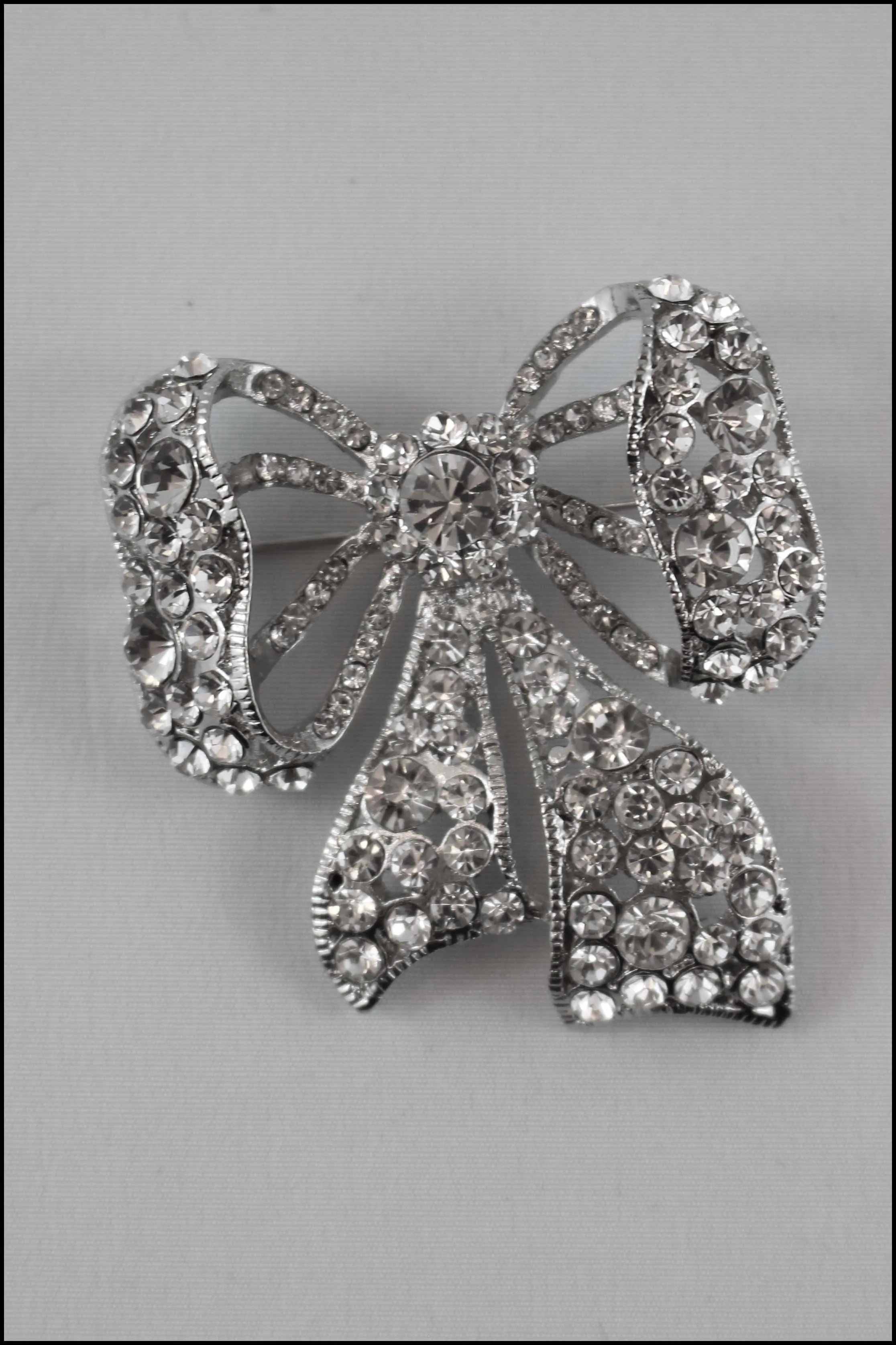 Crystal Bow Brooch Pin