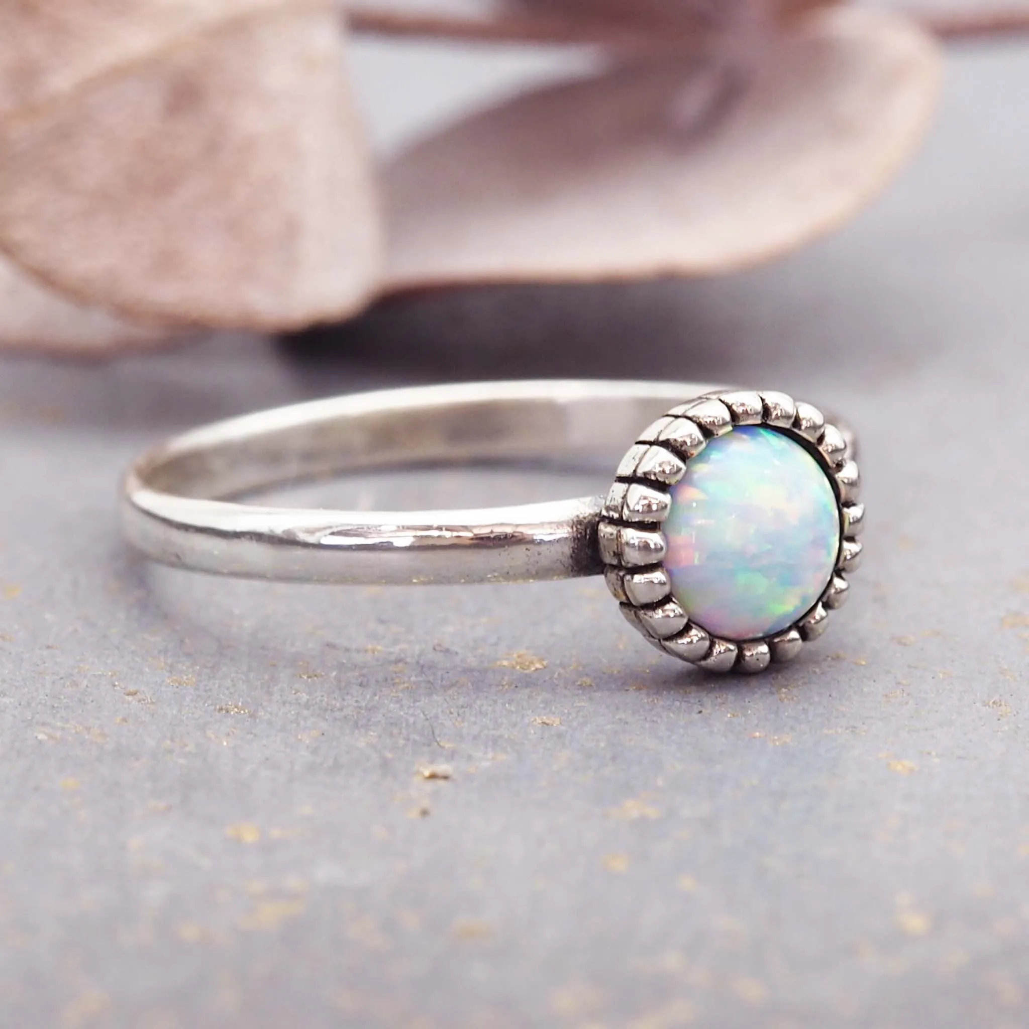 Dainty Round Opal Ring