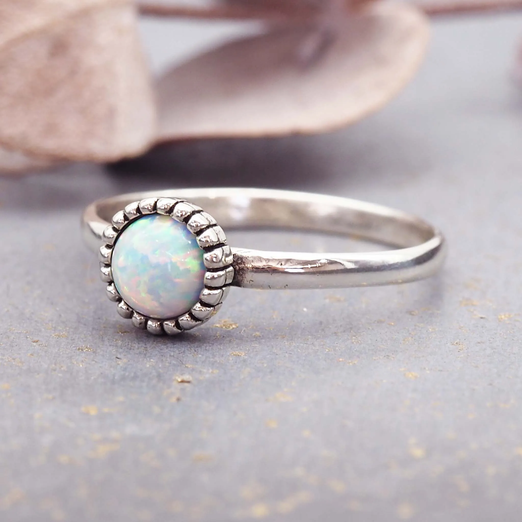 Dainty Round Opal Ring