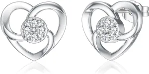 Diamond Heart Stud Earrings for Women 925 Sterling Silver Heart Stud Earrings with Lab Grown Diamond Jewelry Gifts for Mom Wife Girlfriend Daughter Sister Friend