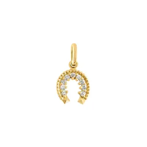 Diamond Horseshoe Pendant in Yellow Gold