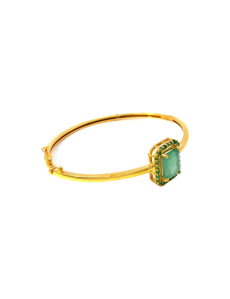 Gold Emerald Bangle Bracelet 22 Karat