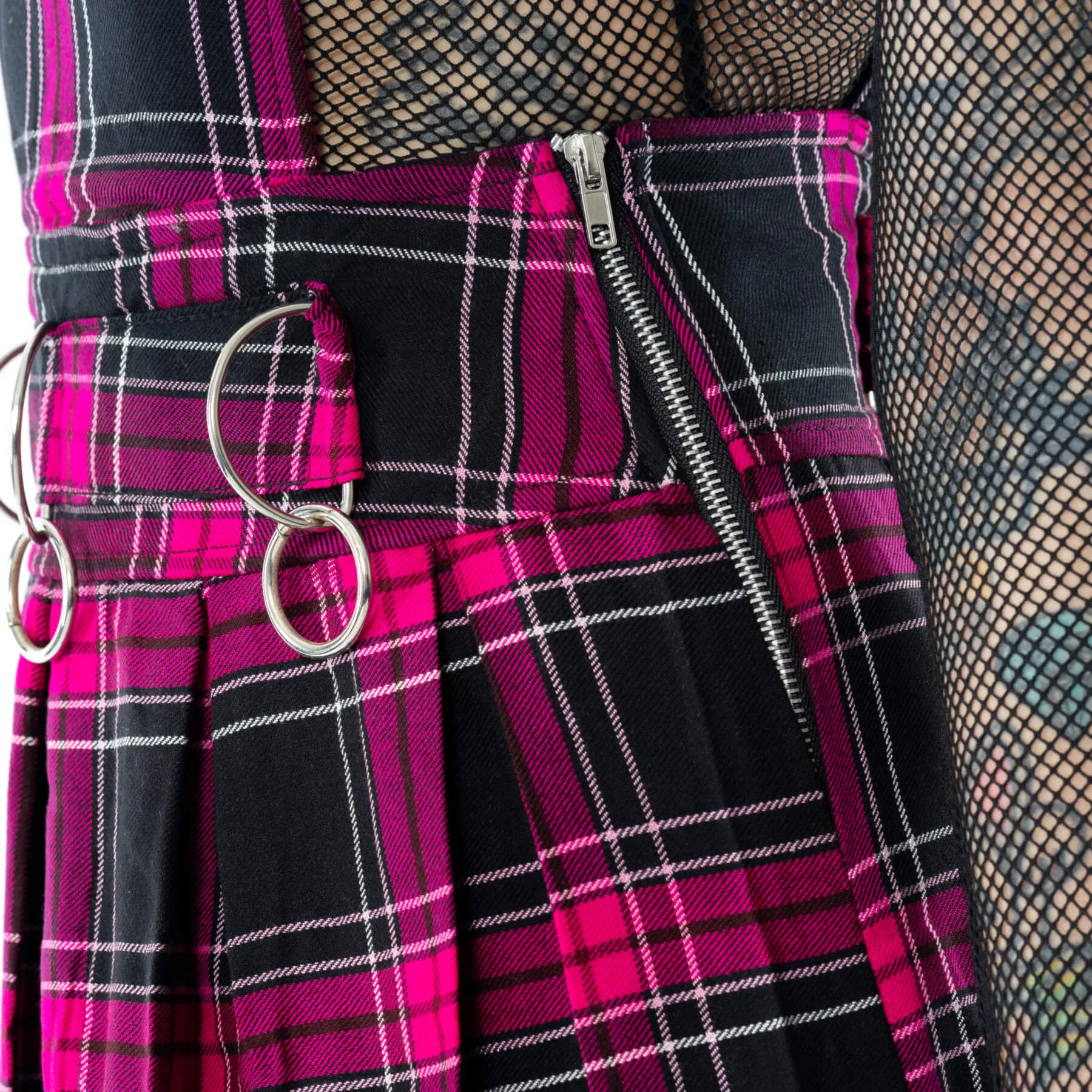 Heartless Black and Pink Tartan Faye Pinafore Dress