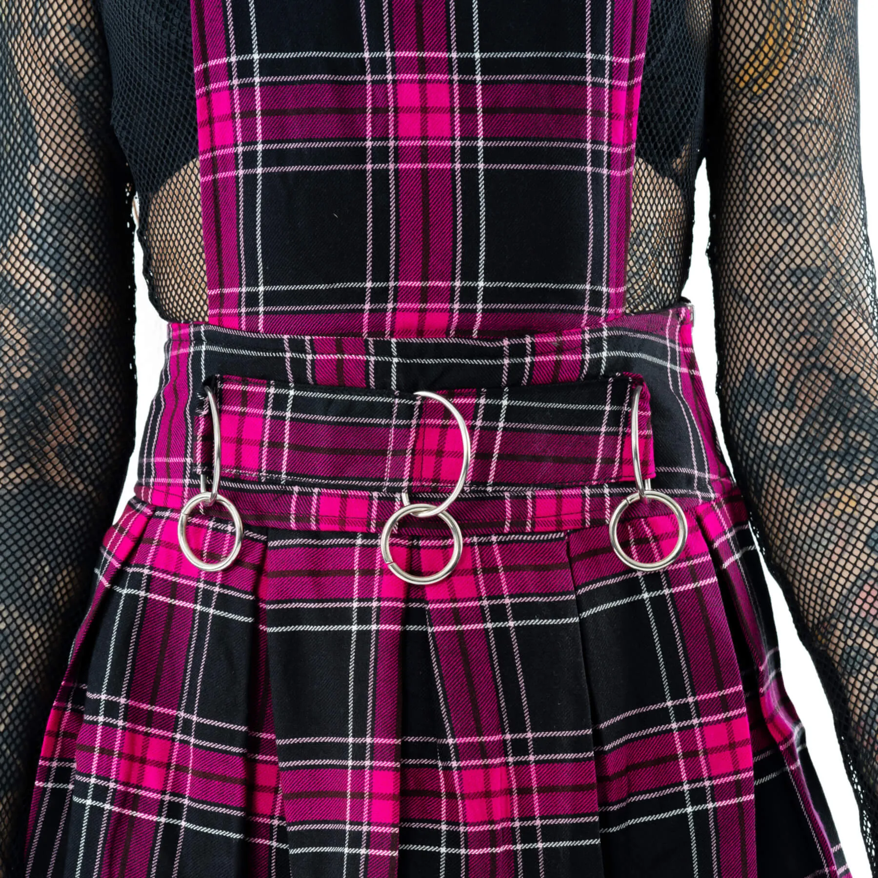 Heartless Black and Pink Tartan Faye Pinafore Dress
